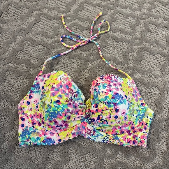 Victorias Secret The Flirt Ruched Bandeau Bikini Top Getaway Halter 32C Sexy - Picture 2 of 6